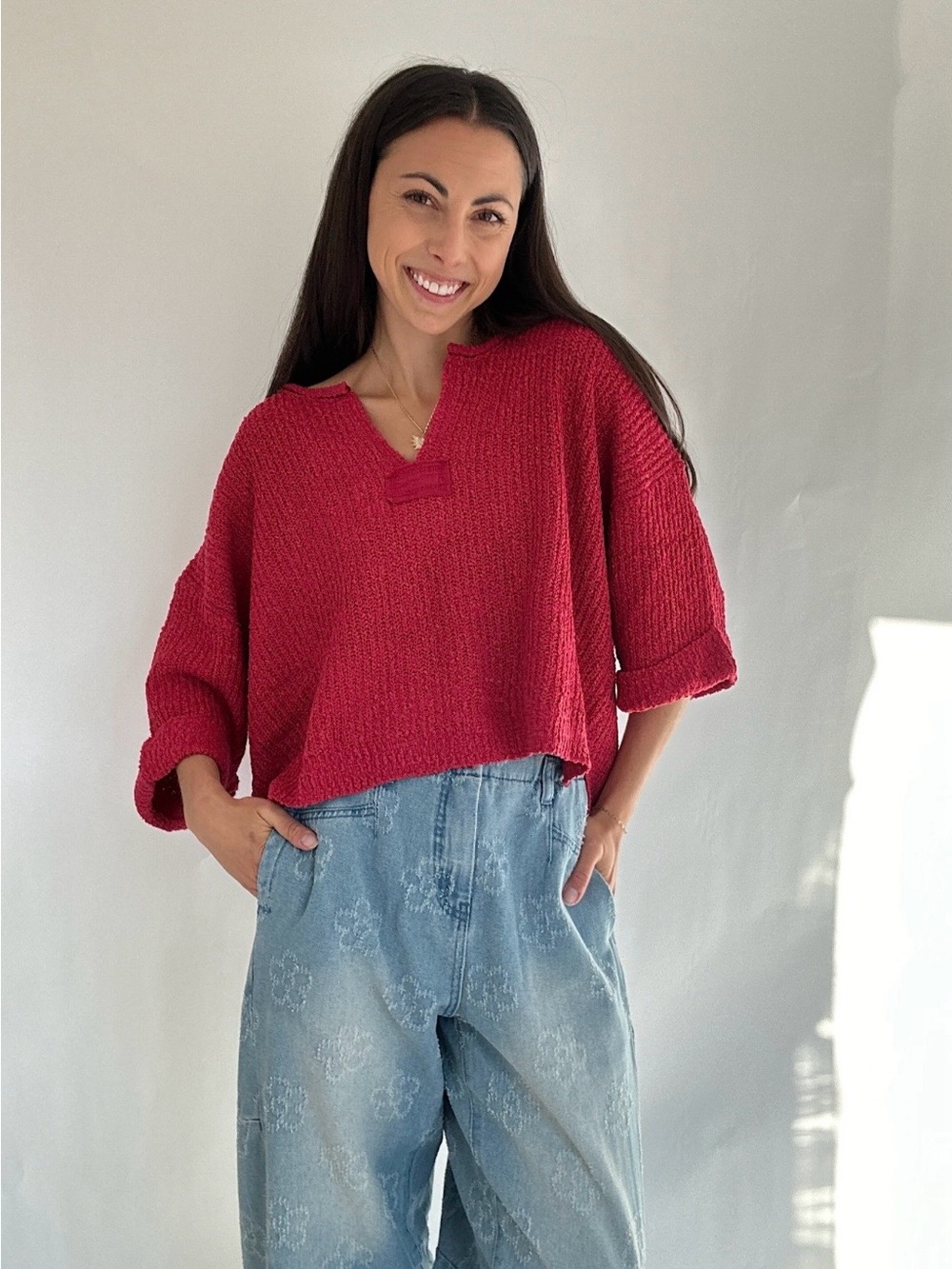 Bobbles and Lace BOUTIQUE brand “loose the attitude” slouchy knit top